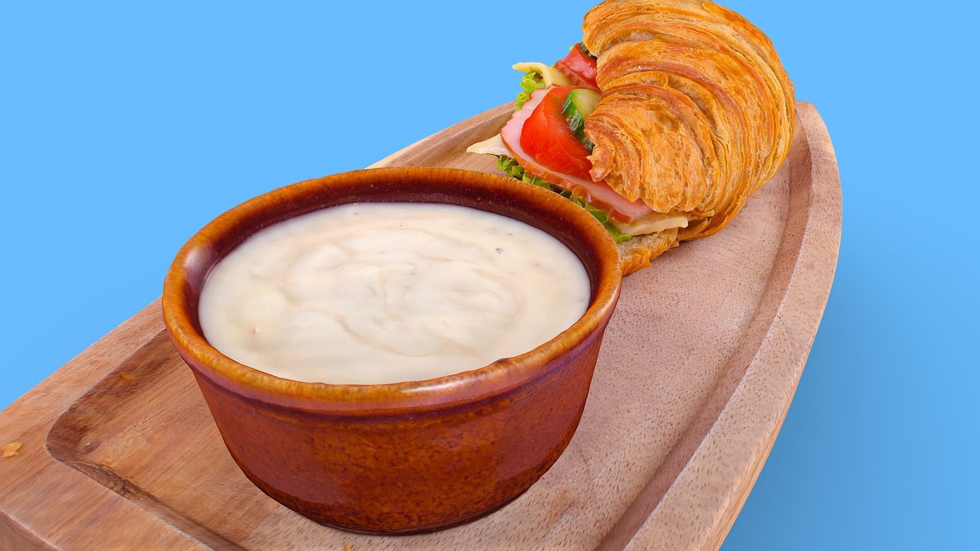 Croissant with Ham Tomato Cucumber and Greens obj gltf usdz 3D model_4