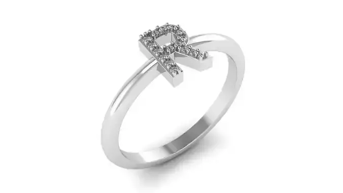 Alphabet Diamond Letters Rings R 3D print model