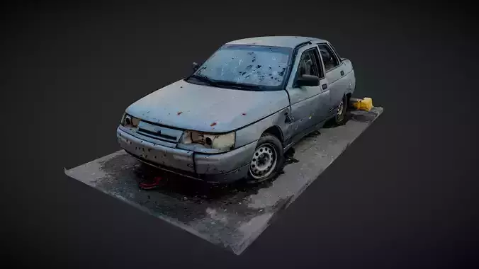 VAZ 2110 Car Destroyed in War - Kyiv Ukraine 3D model
