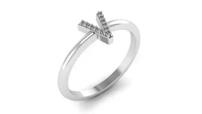 Alphabet Diamond Letters Rings V 3D print model