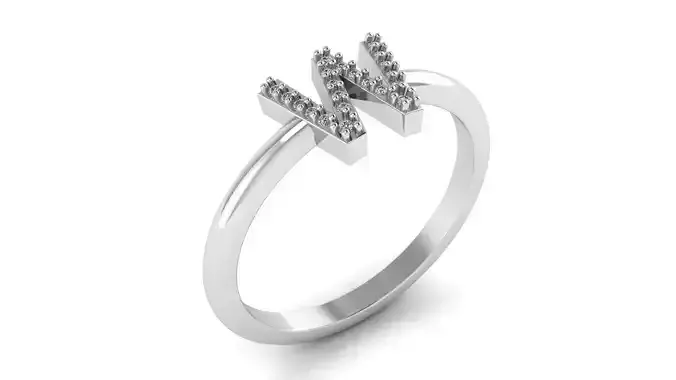 Alphabet Diamond Letters Rings W 3D print model
