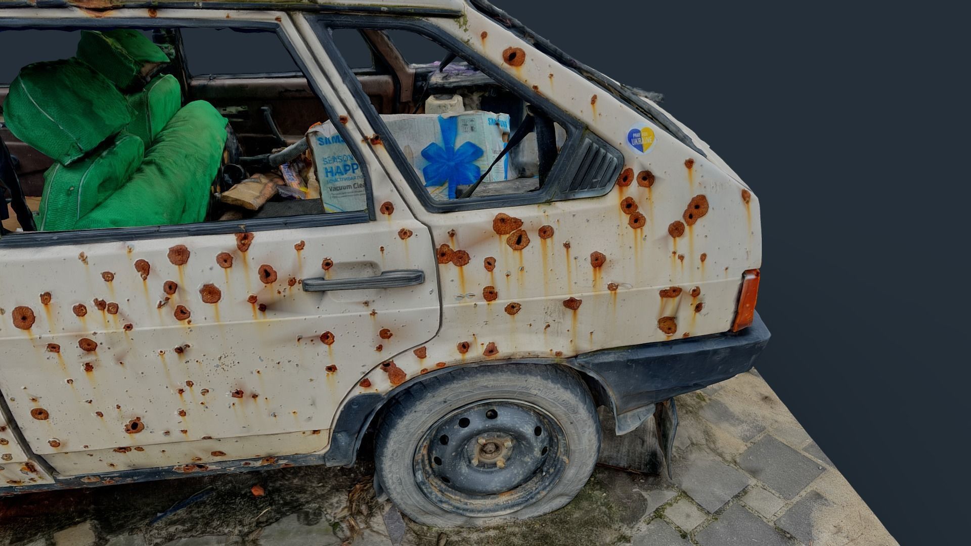 3D model VAZ Lada Sputnik 1300 Destroyed Car - Ukraine 3D model_14