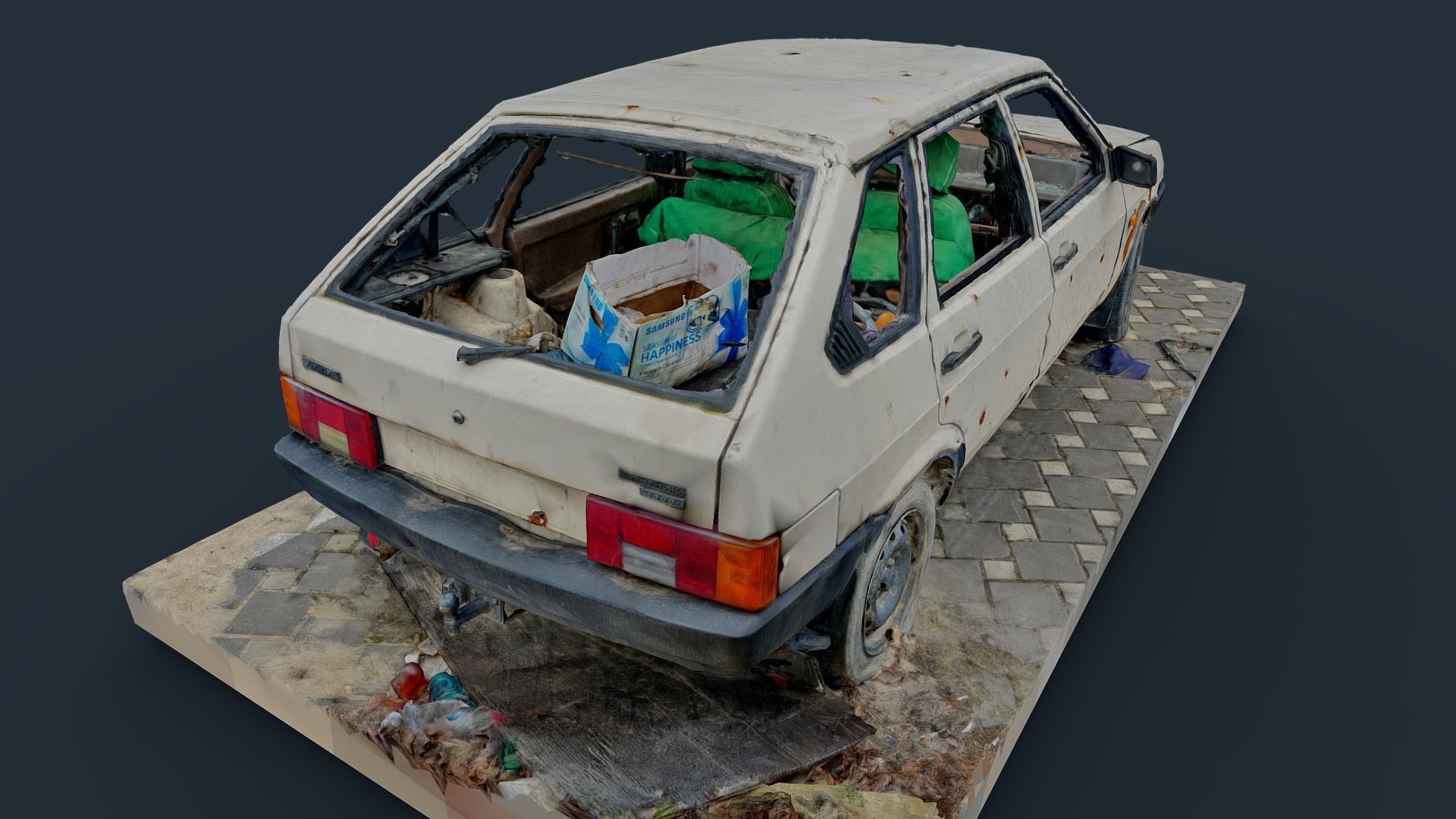 3D model VAZ Lada Sputnik 1300 Destroyed Car - Ukraine 3D model_1