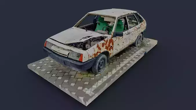 3D model VAZ Lada Sputnik 1300 Destroyed Car - Ukraine 3D model