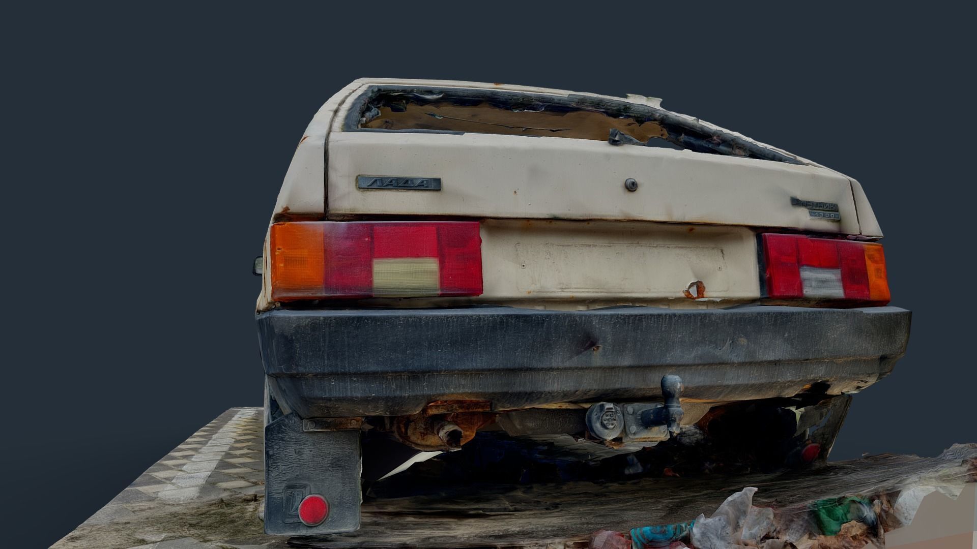 3D model VAZ Lada Sputnik 1300 Destroyed Car - Ukraine 3D model_13
