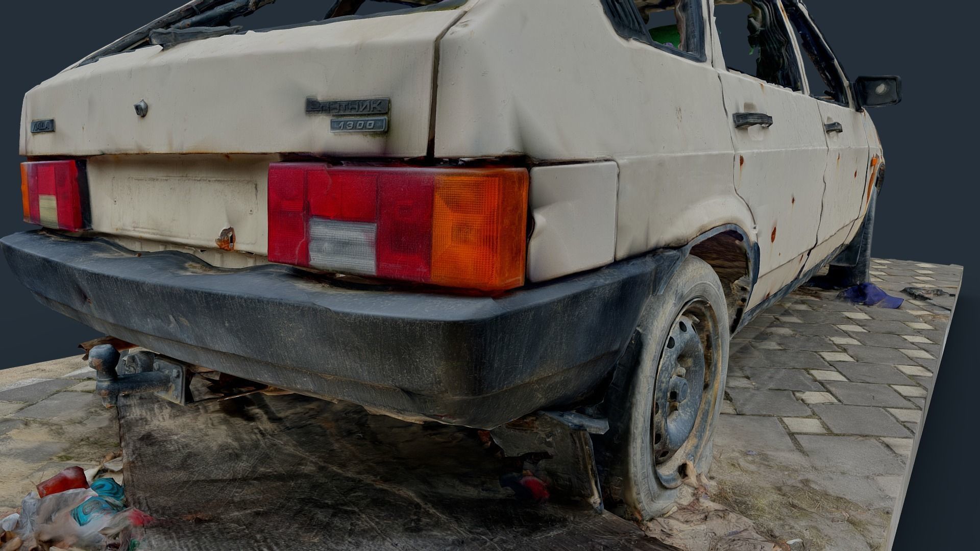 3D model VAZ Lada Sputnik 1300 Destroyed Car - Ukraine 3D model_22