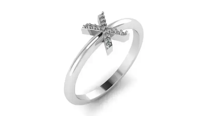Alphabet Diamond Letters Rings X