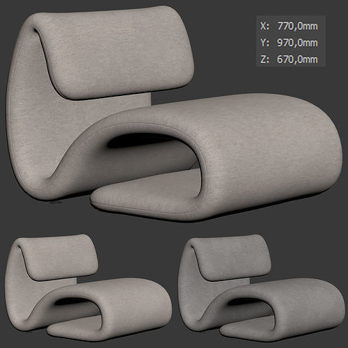 Dubna Lounge Chair by Dan Form 3D model 5