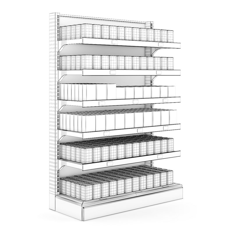 Supermarket Shelf 3D model_3