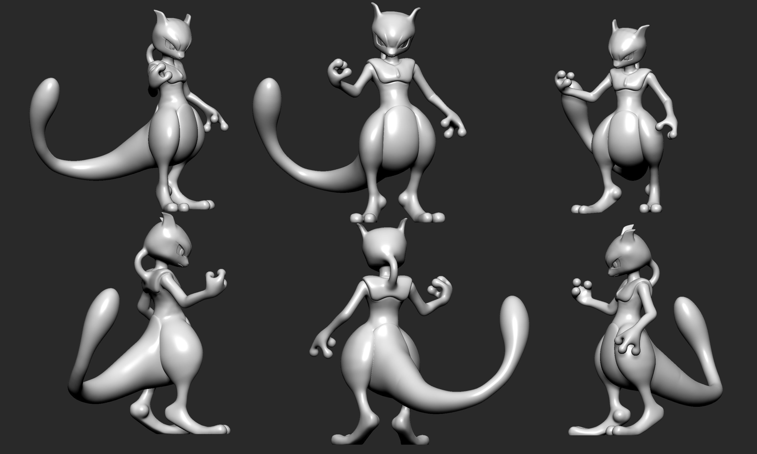 Pokemon - Mew and Mewtwo  with 2 poses 3D print model_10