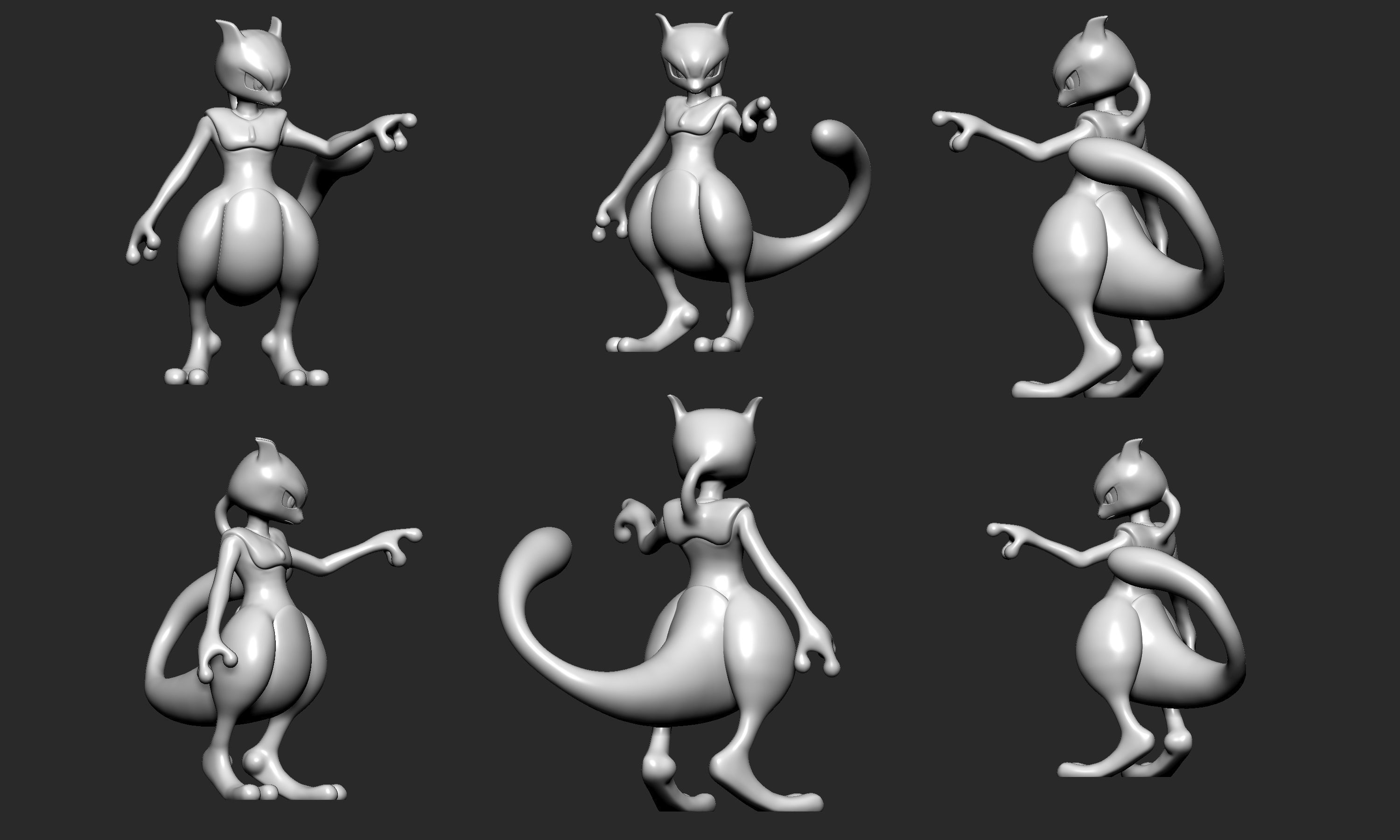 Pokemon - Mew and Mewtwo  with 2 poses 3D print model_8