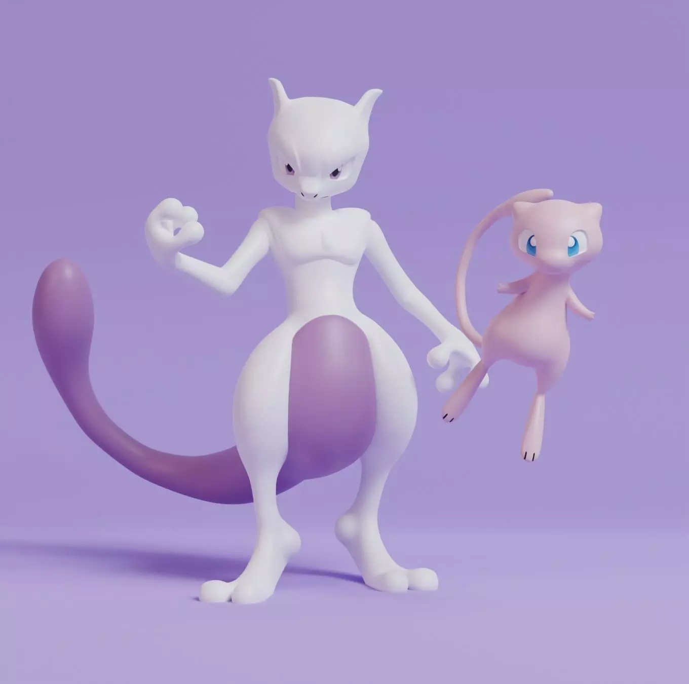 Pokemon - Mew and Mewtwo  with 2 poses 3D print model_0