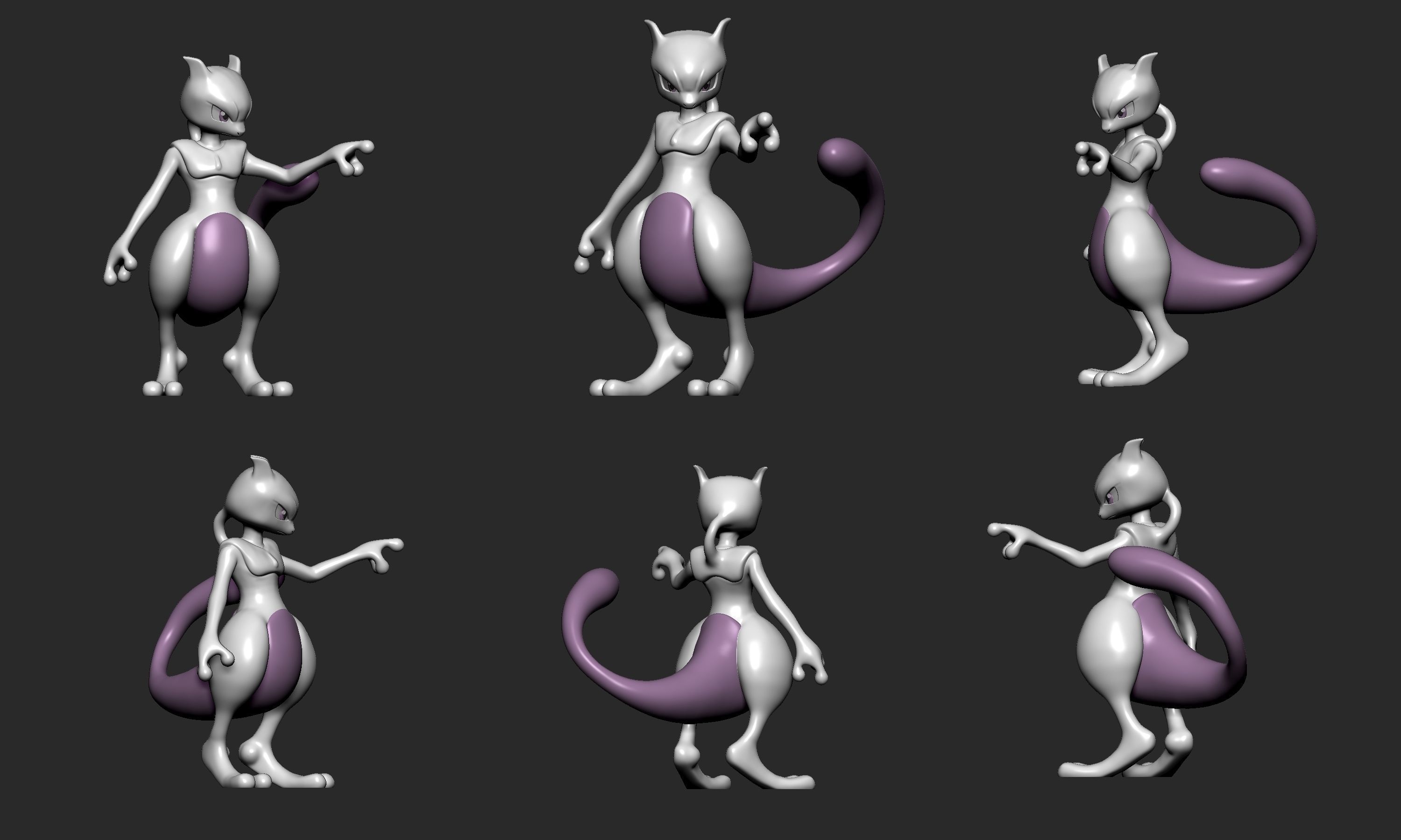 Pokemon - Mew and Mewtwo  with 2 poses 3D print model_7