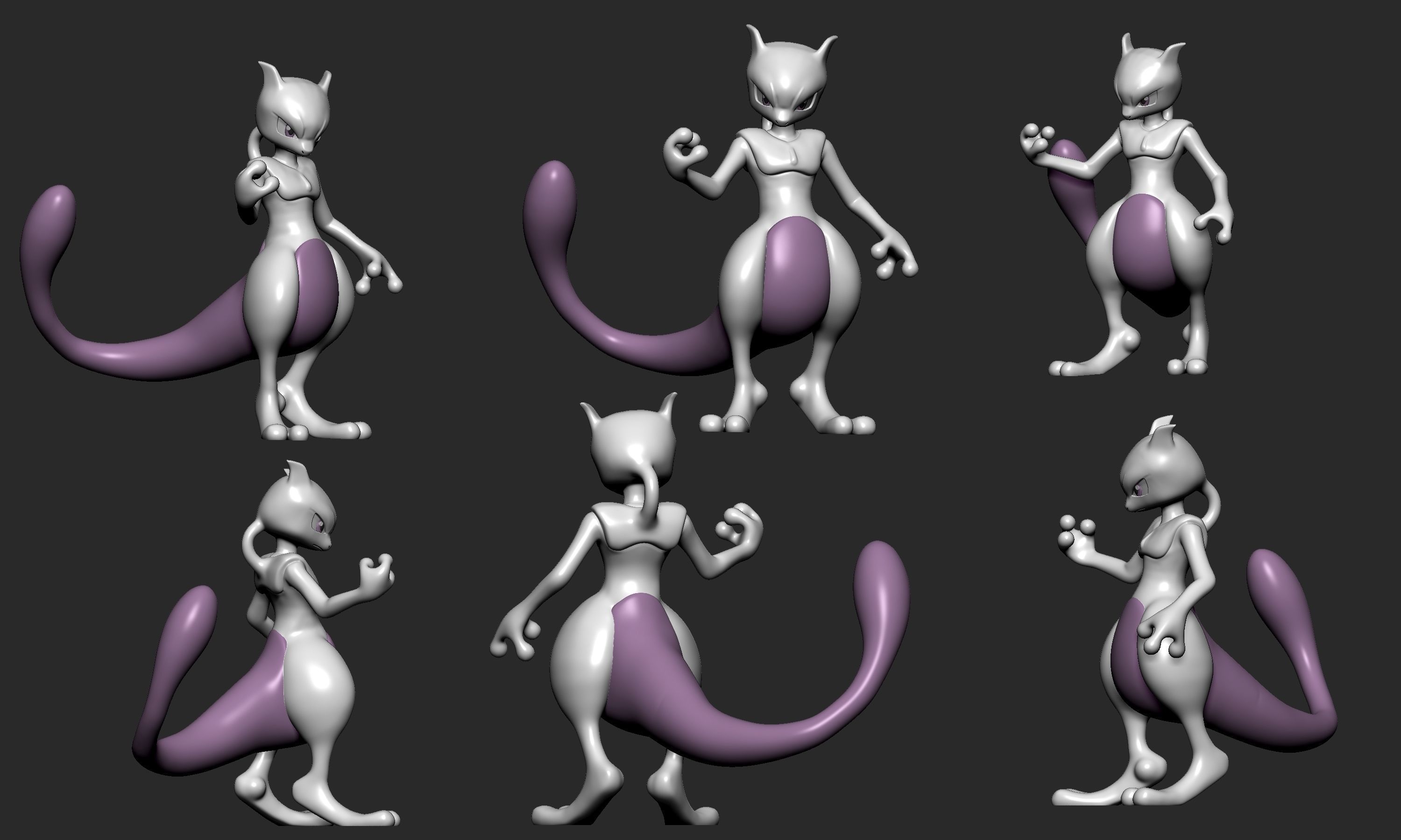 Pokemon - Mew and Mewtwo  with 2 poses 3D print model_9