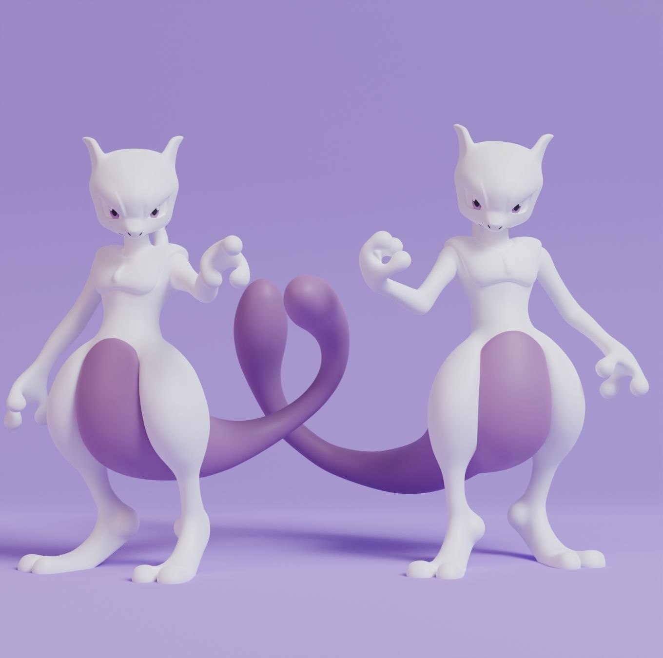 Pokemon - Mew and Mewtwo  with 2 poses 3D print model_6