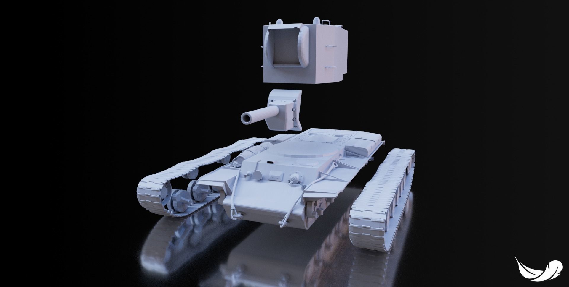 KV-2 TANK - 1-35 - 1-50 - 1-72 3D print model_2