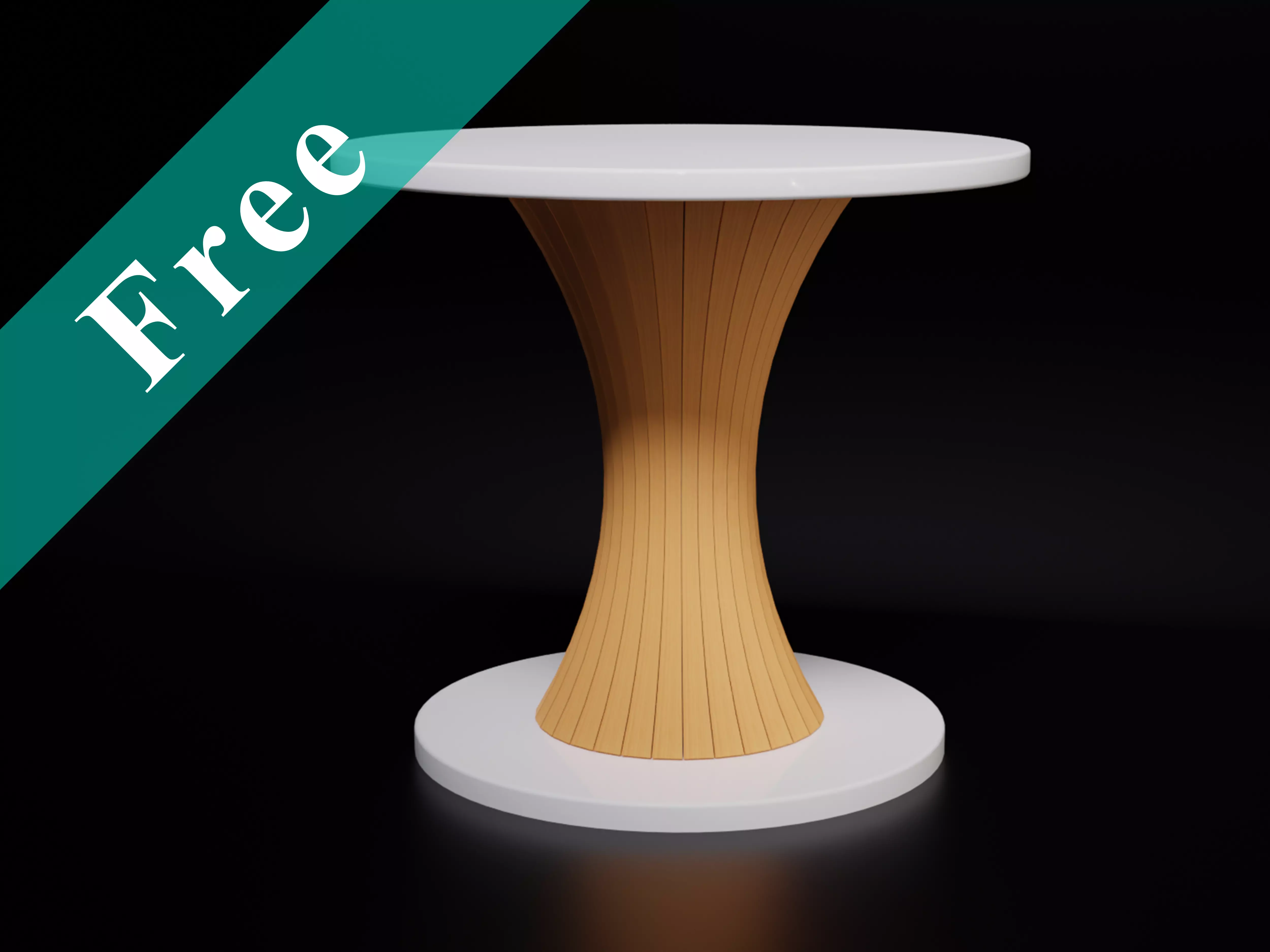 Mid-century Modern Round Table with Concave Pole Free 3D model_0