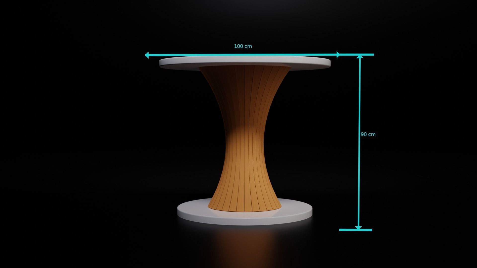 Mid-century Modern Round Table with Concave Pole Free 3D model_10