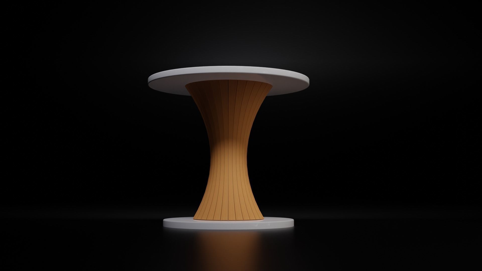 Mid-century Modern Round Table with Concave Pole Free 3D model_4