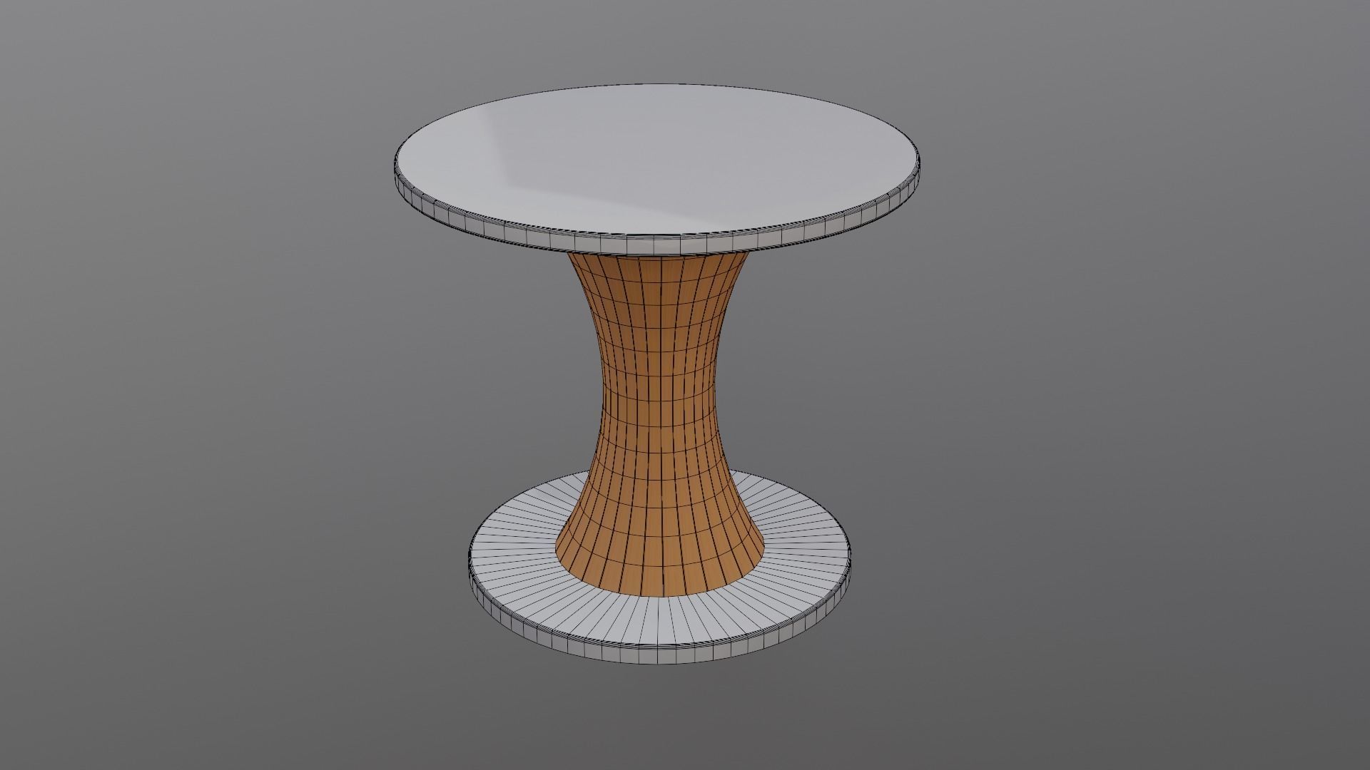 Mid-century Modern Round Table with Concave Pole Free 3D model_9