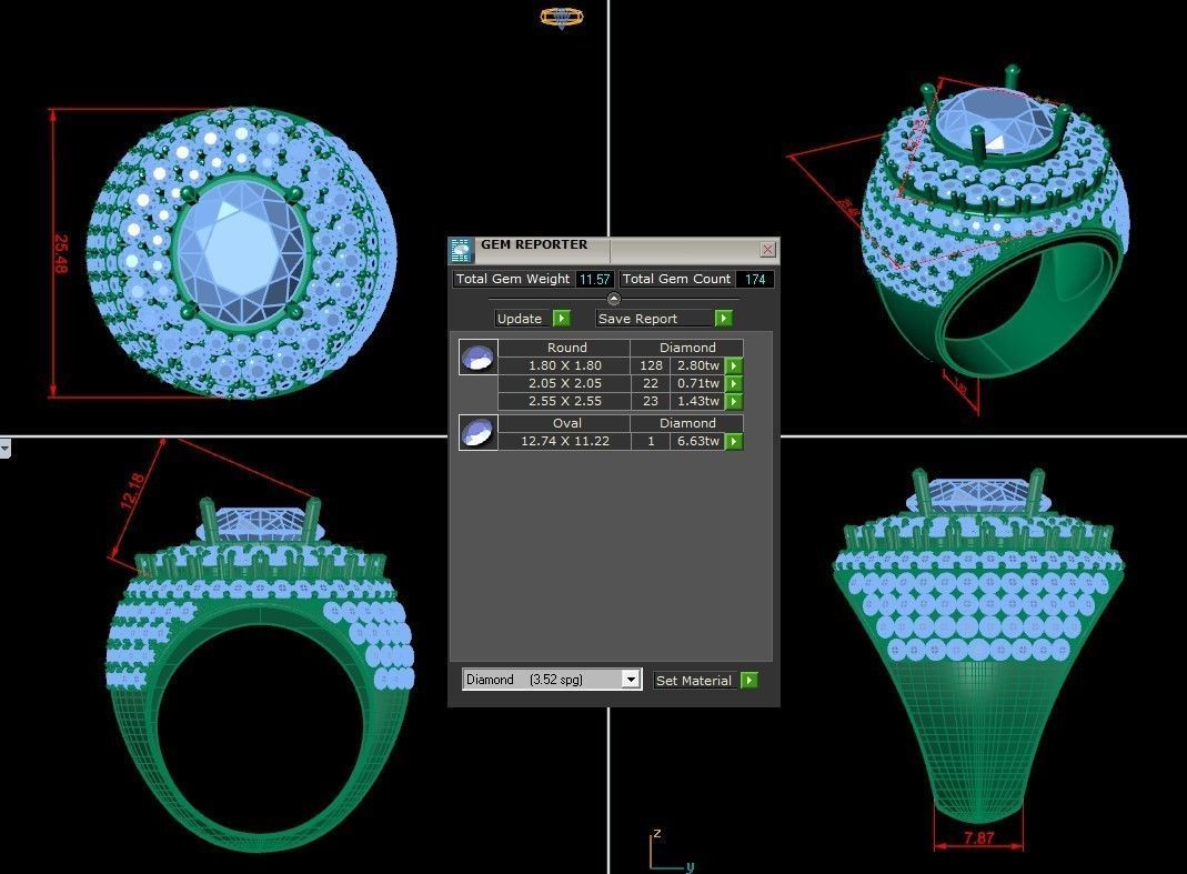 Diamond Man Ring Cad  MR  120 3D print model_2