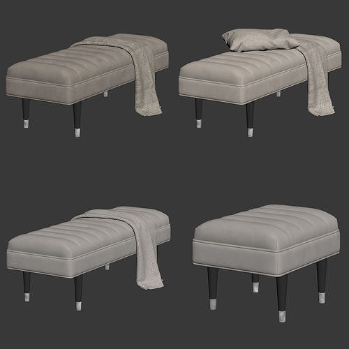 Bench Ottoman Margot by ichholtz 3D model 7