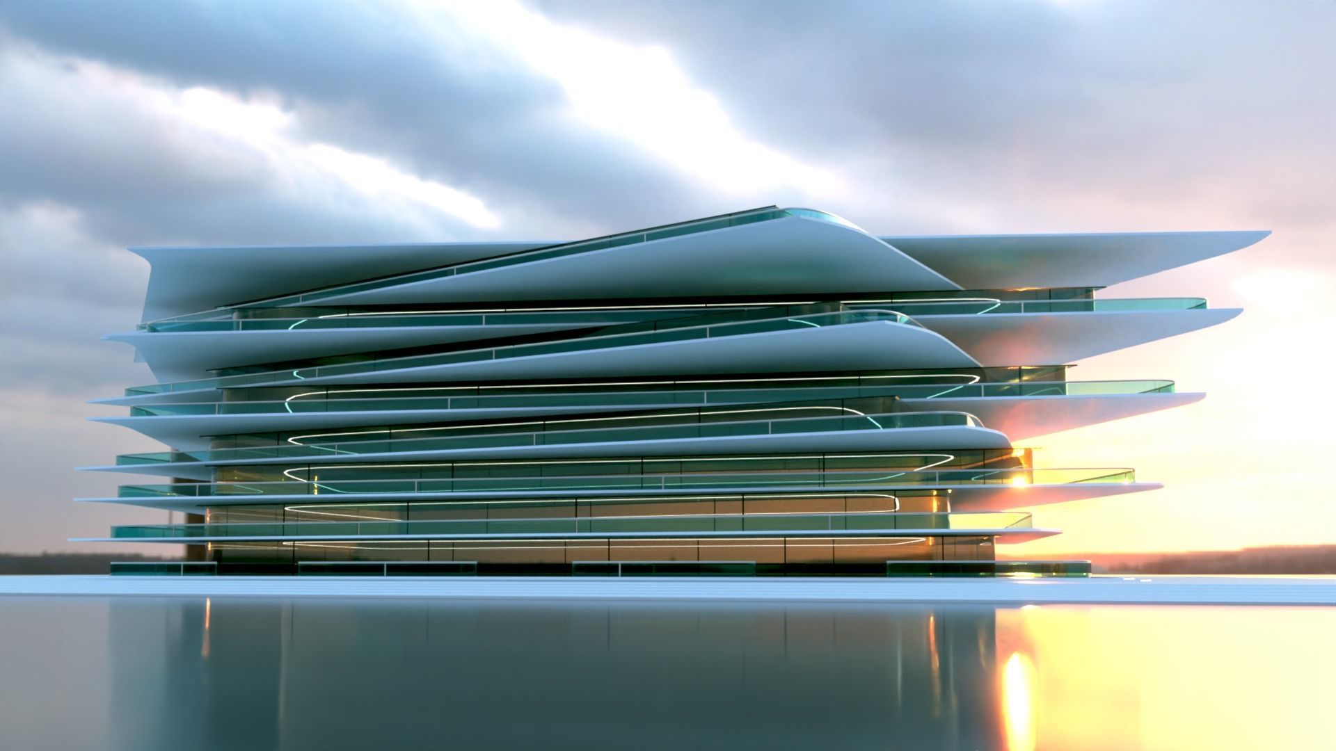 Futuristic Building Concept V2-03 3D model_12