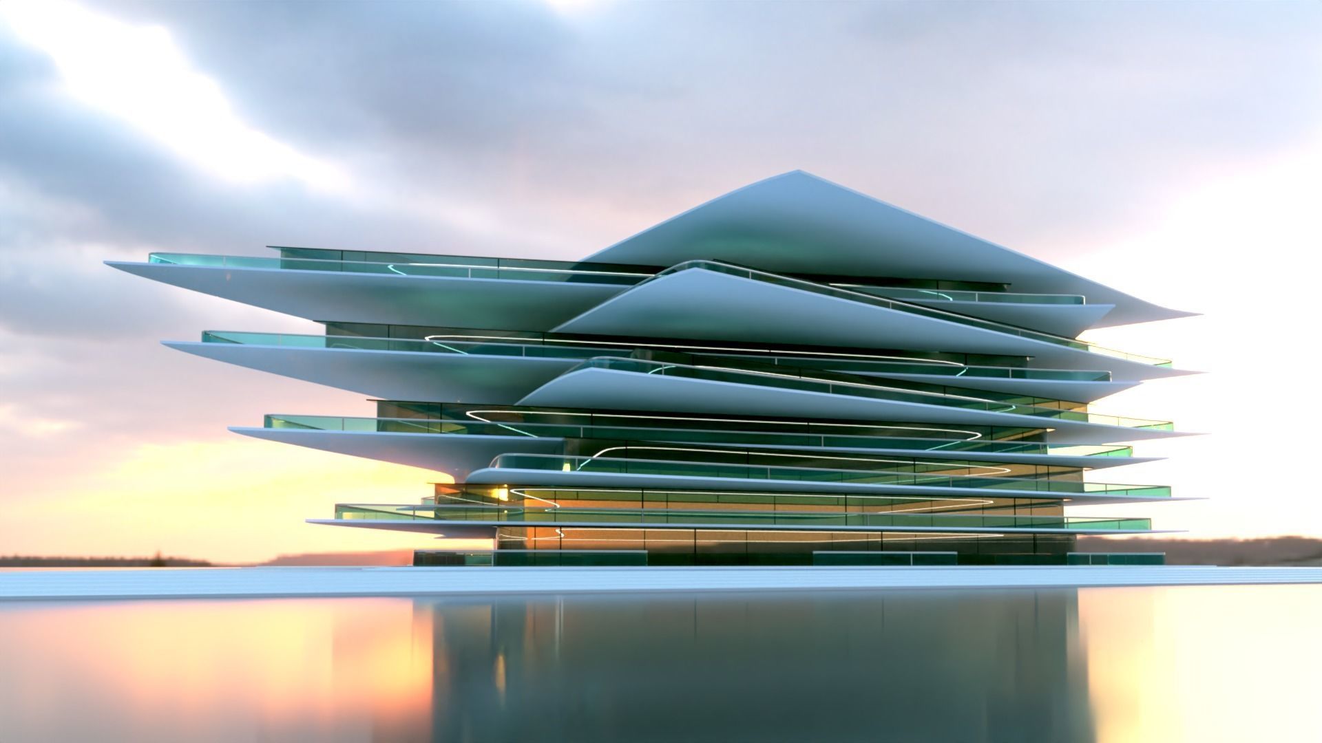 Futuristic Building Concept V2-03 3D model_5