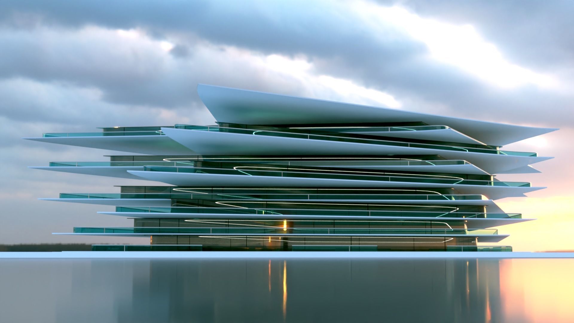 Futuristic Building Concept V2-03 3D model_6