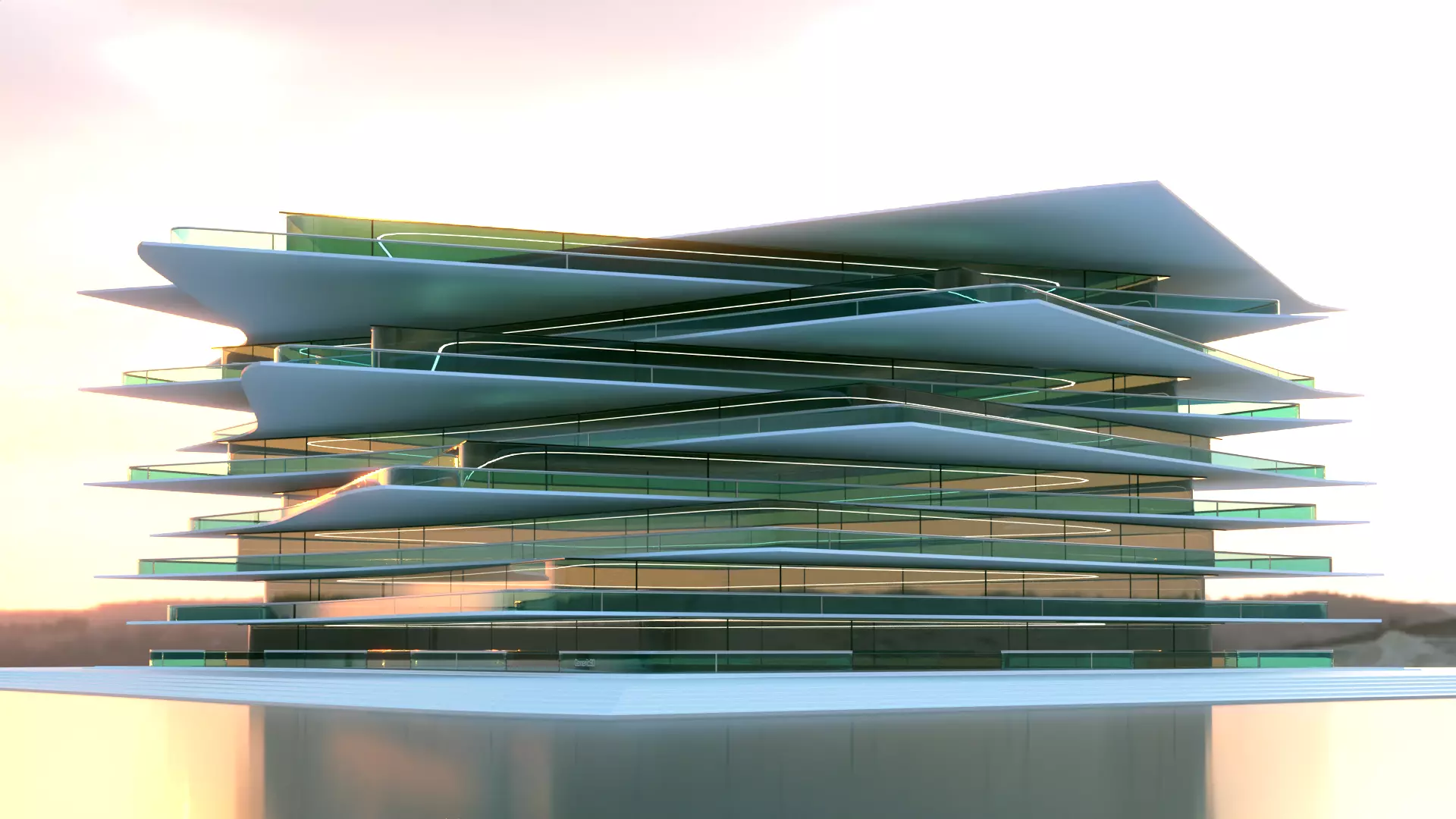 Futuristic Building Concept V2-03 3D model_0