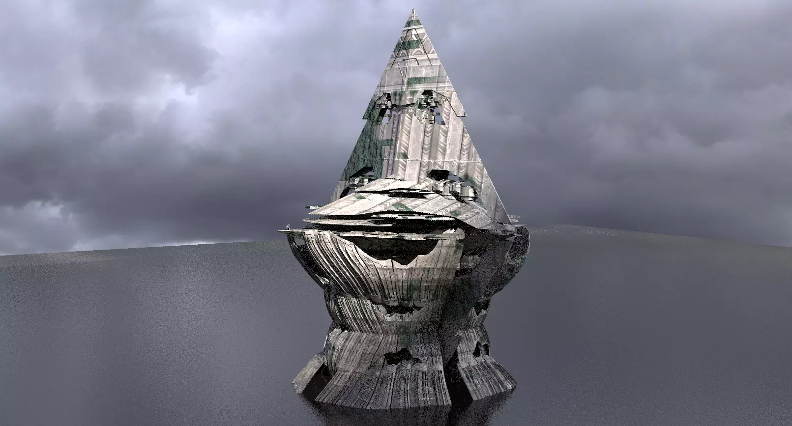 Alien Moss Ruins Tower 1  3D model_0