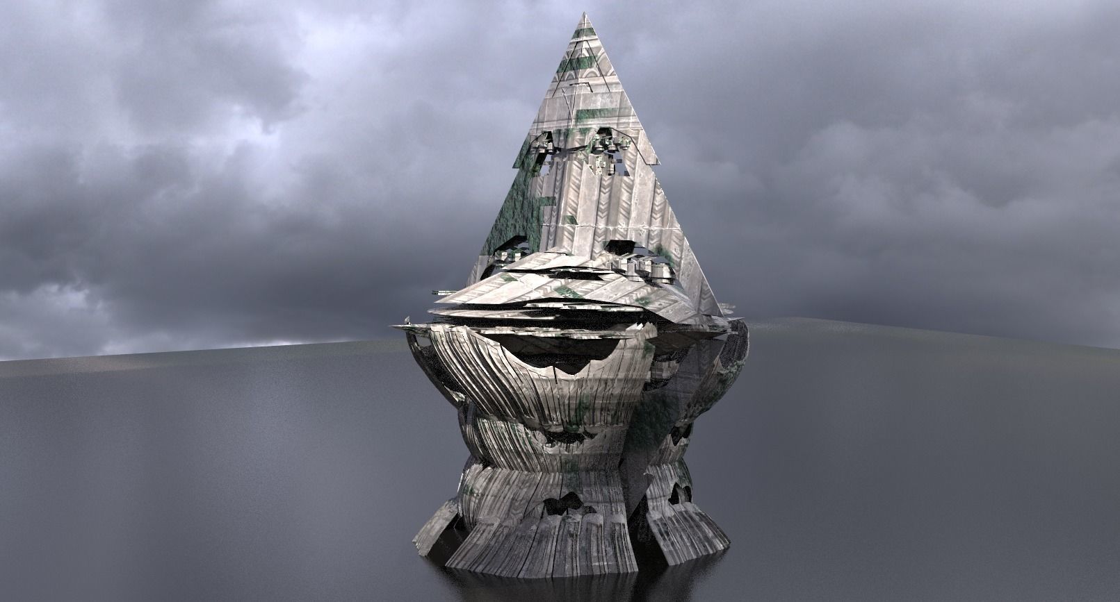 Alien Moss Ruins Tower 1  3D model_1
