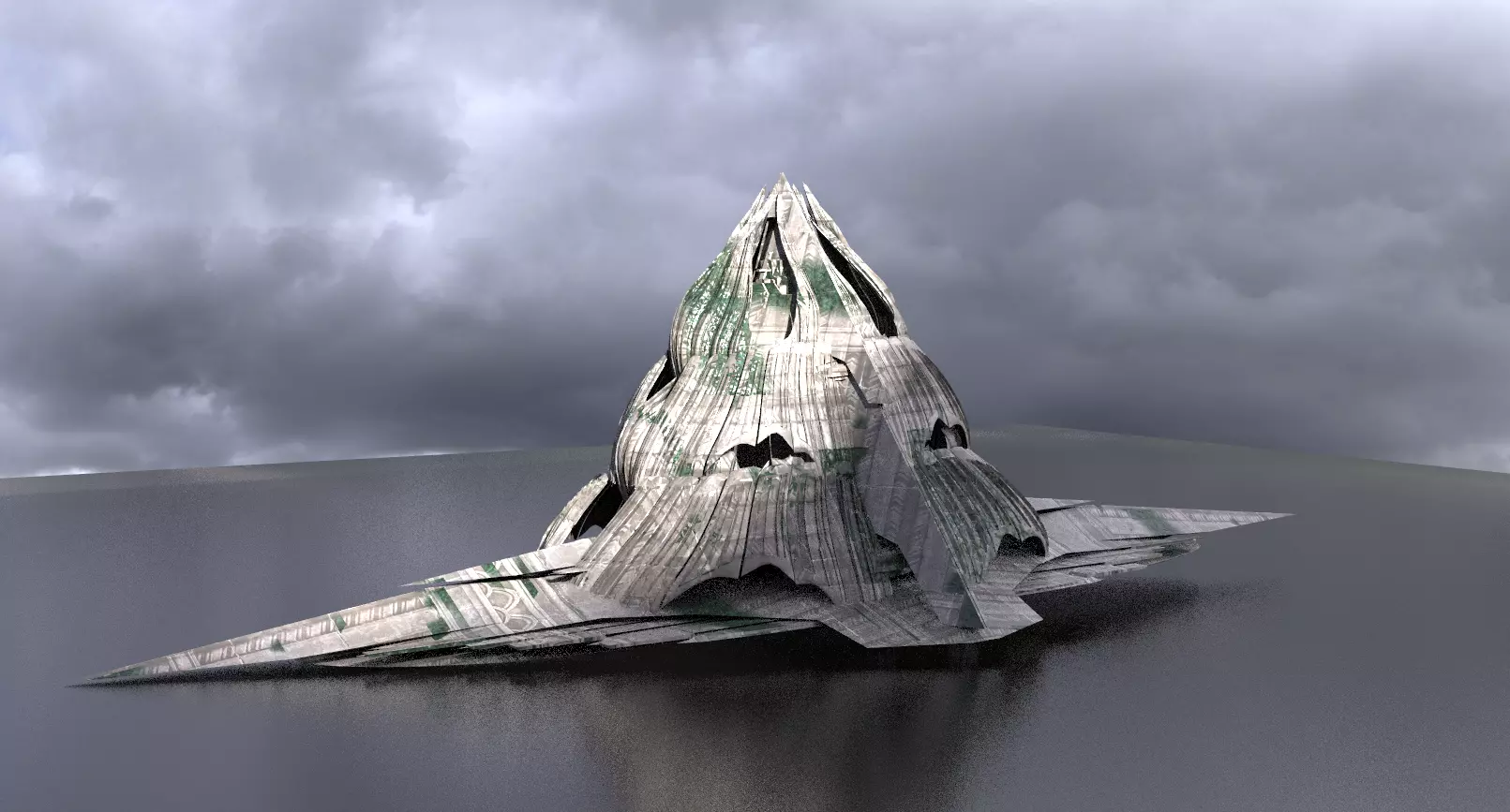 Moss Ruins Alien Shard Dome 5 3D model_0