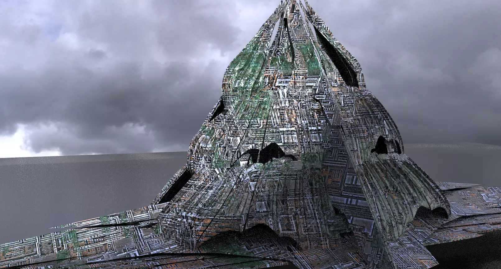 Overgown Alien temple ruin 3D model