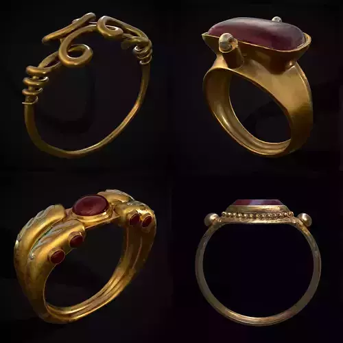 Medieval Rings Mix One 3D Model Collection