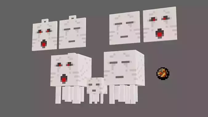 Minecraft Ghast 3D Model Ready for Games Renders 3D-Prints Low-poly 3D model