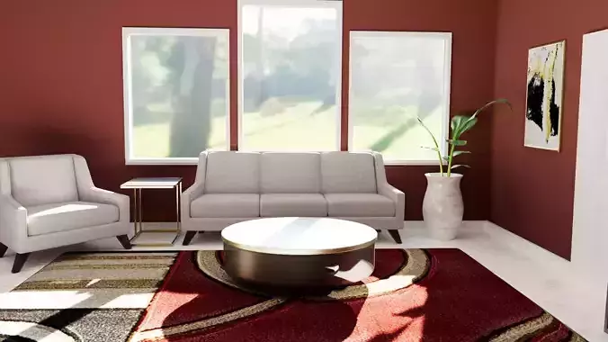 Livingroom Set With a Couch and Chair and Plant and Tables