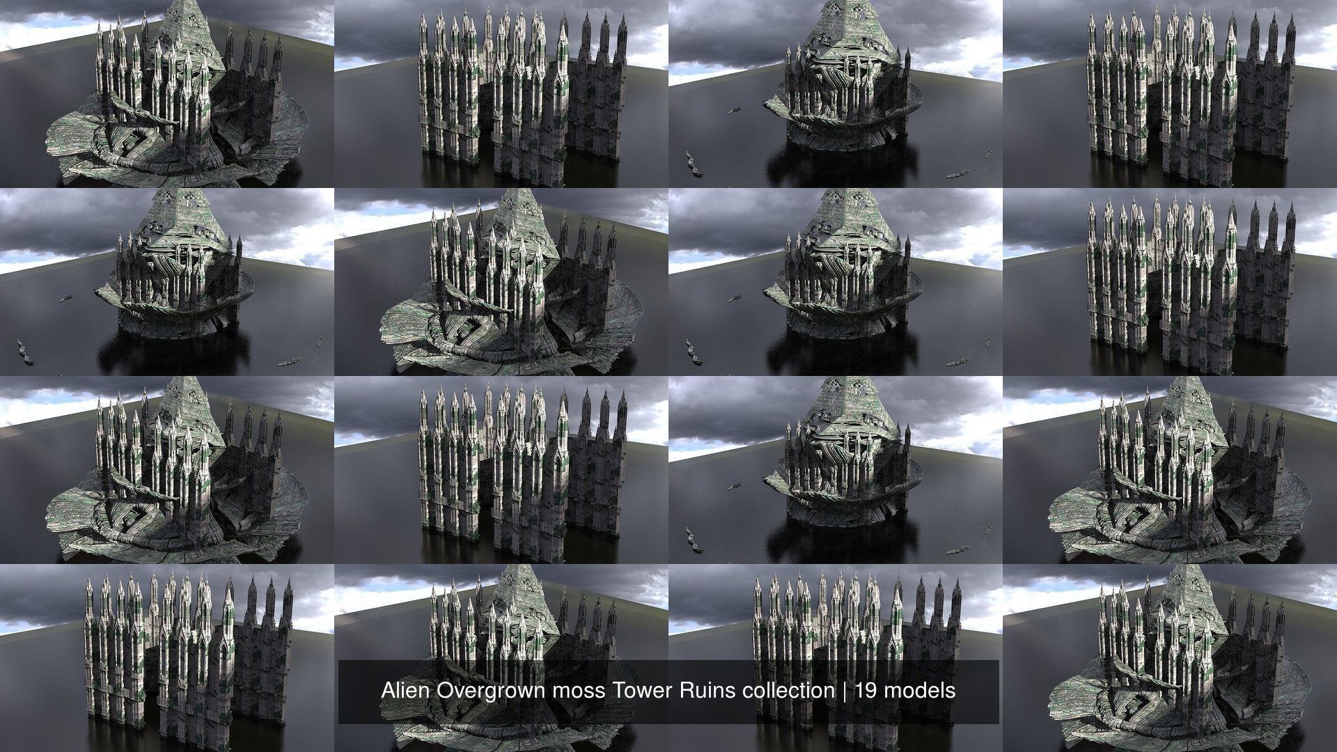 Alien Overgrown Tower Ruins collection _4