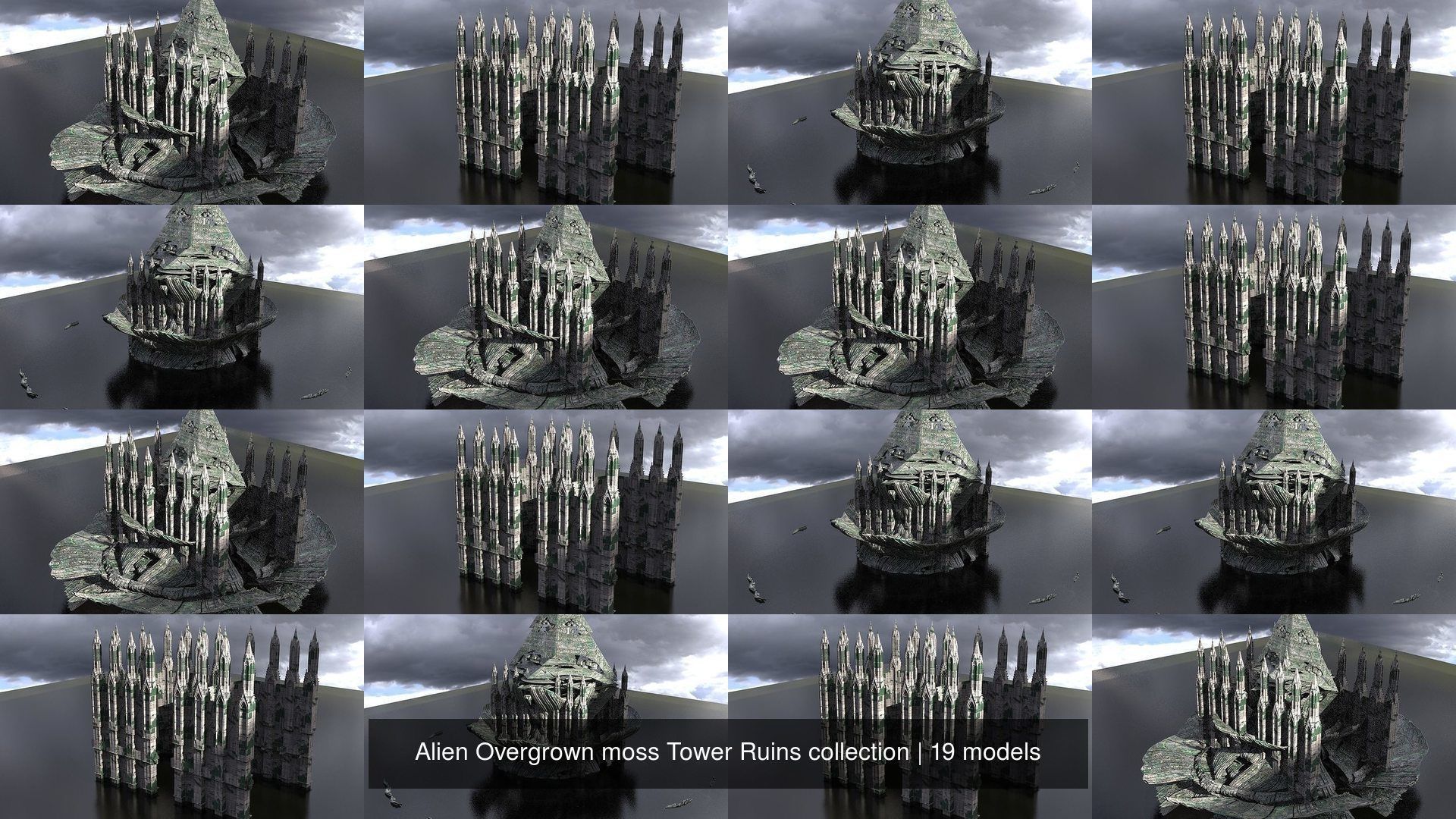 Alien Overgrown Tower Ruins collection _3