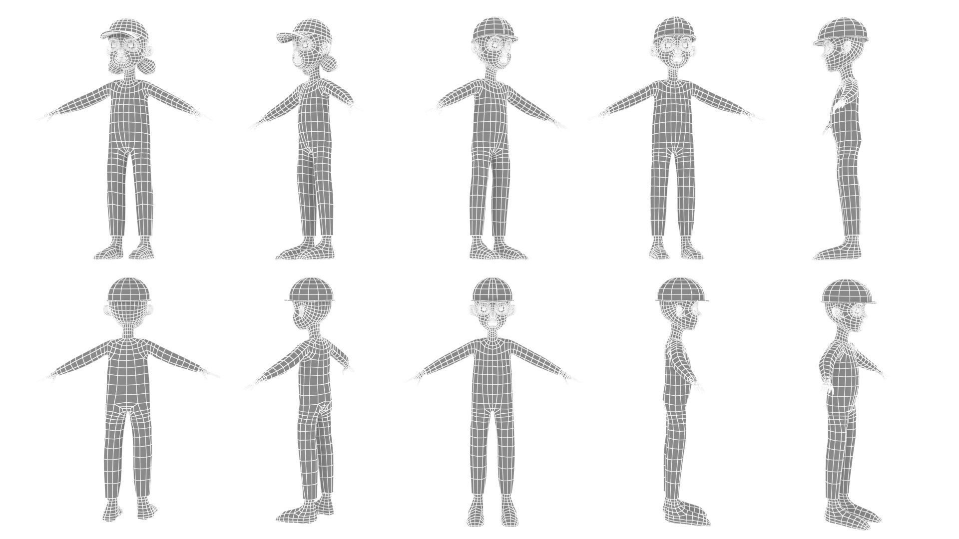 Construction Workers Collection  Low-poly 3D model_10