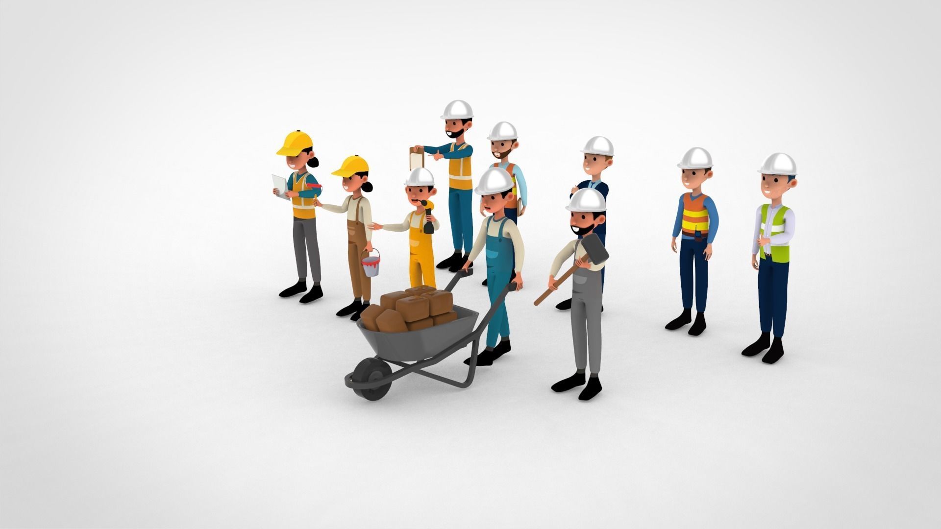 Construction Workers Collection  Low-poly 3D model_3