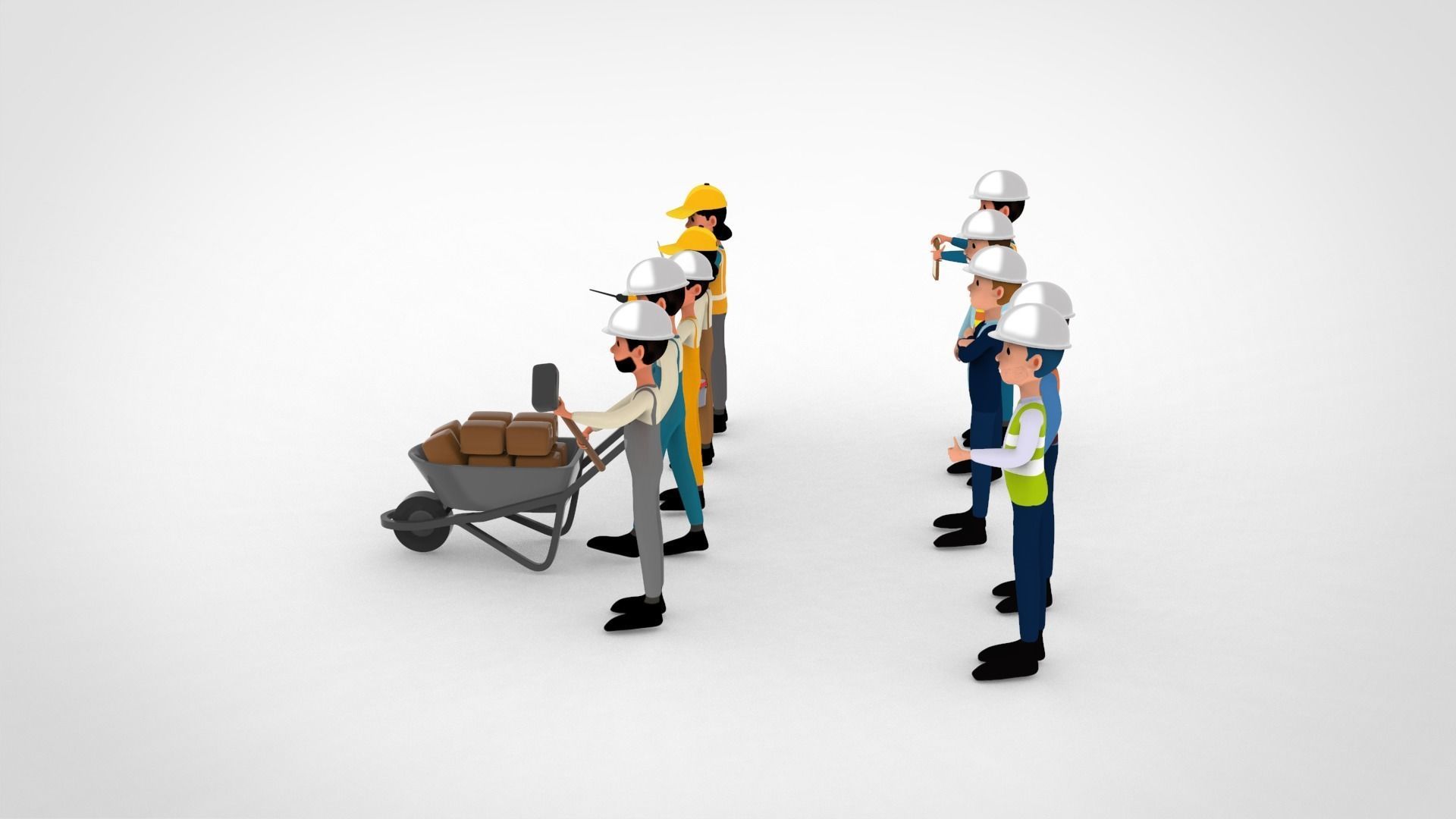 Construction Workers Collection  Low-poly 3D model_5