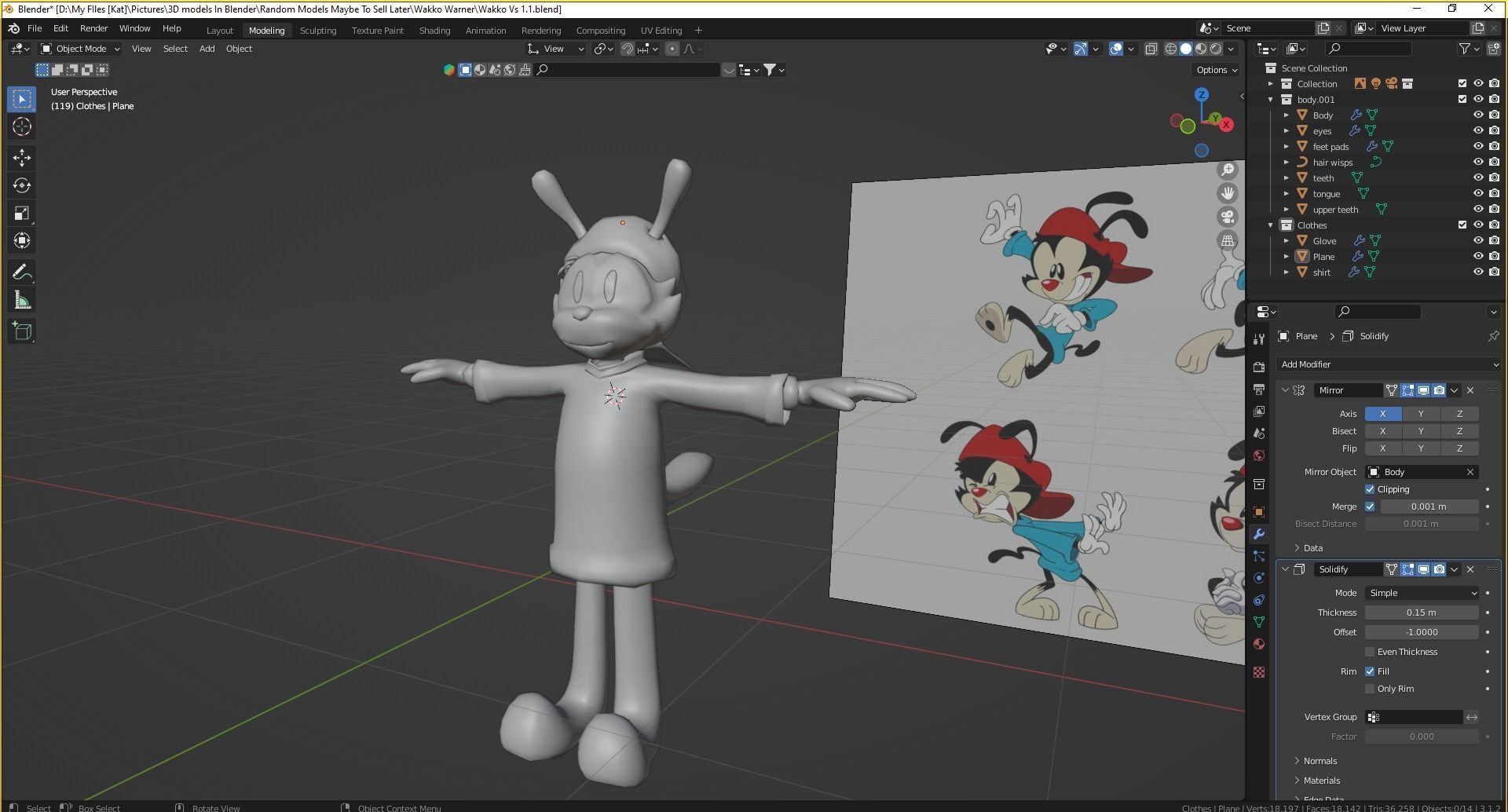 Wakko Warner 3D model_2