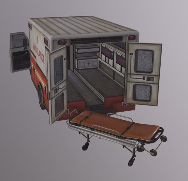 Ambulance Low-poly 3D model_5