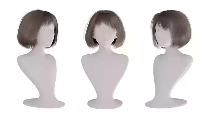 Realistic Woman Bob hairstyle Hair cards