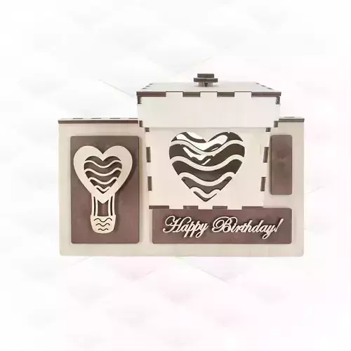 Gift box Happy Birthday svg dxf design for laser machines 3D print model