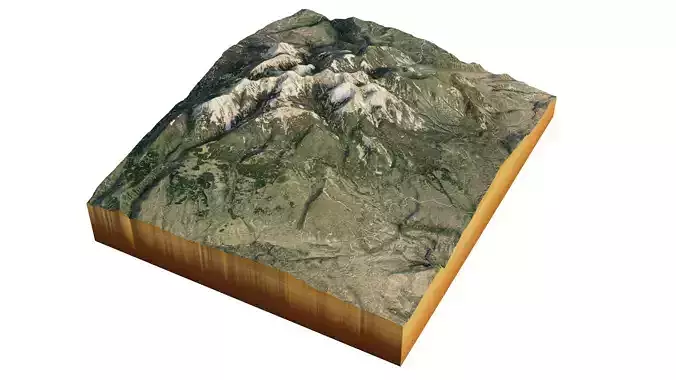 Peak of Mount Waas in the La Sal Mountains 3d terrain 3D model