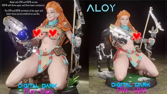 Aloy Horizon Zero Dawn with NSFW version and Miniatures 3D print model