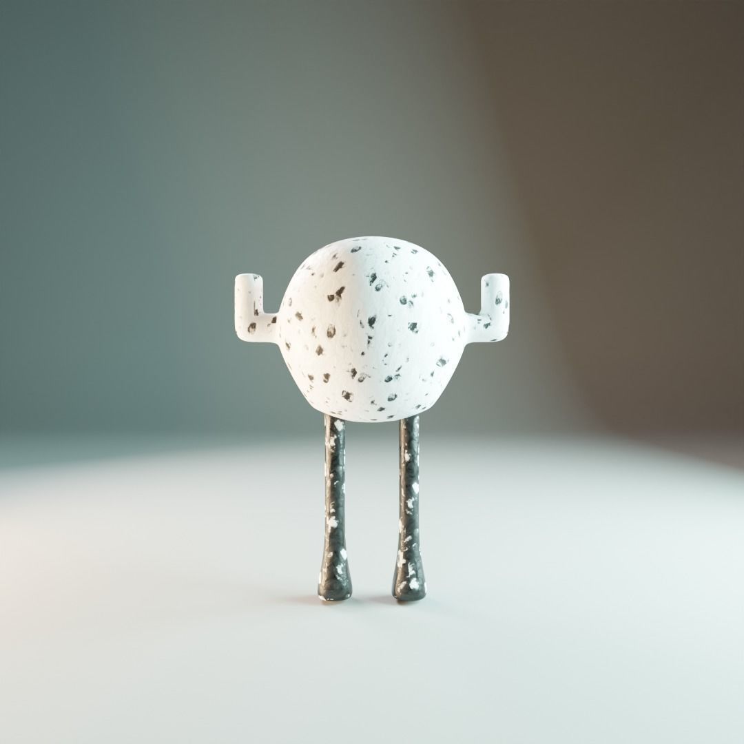 creature in black and white Low-poly 3D model_2