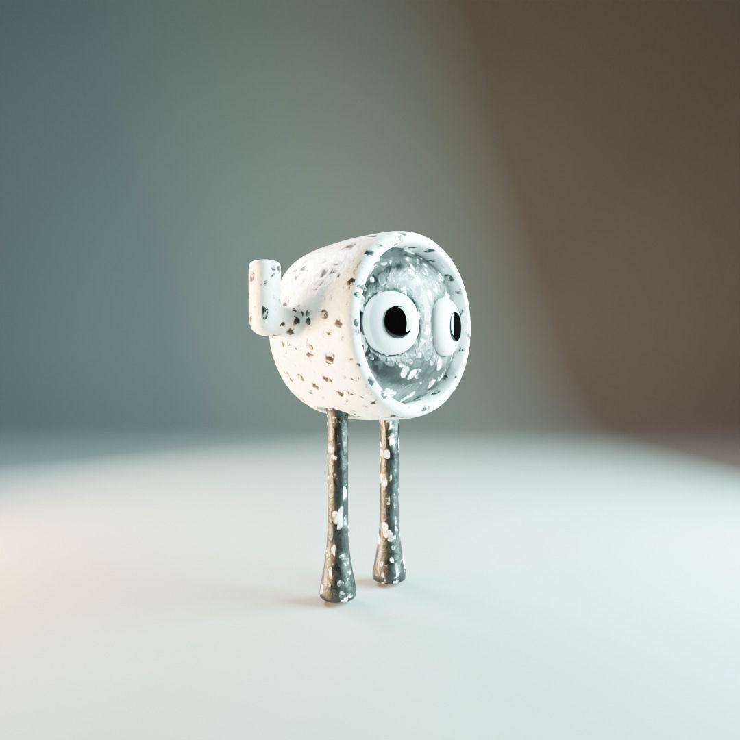 creature in black and white Low-poly 3D model_1